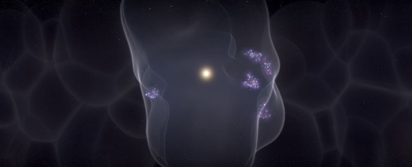 Иллюстрация Местного пузыря со звездообразованием на поверхности